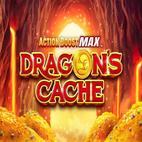 Action Boost Max Dragon's Cache logo by SpinPlay Games at Spinjo Casino