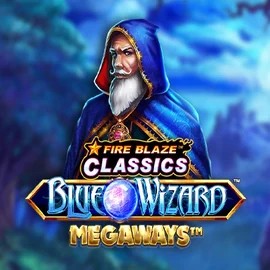 Logo of Fire Blaze Blue Wizard Megaways from Rarestone Gaming at Spinjo Casino